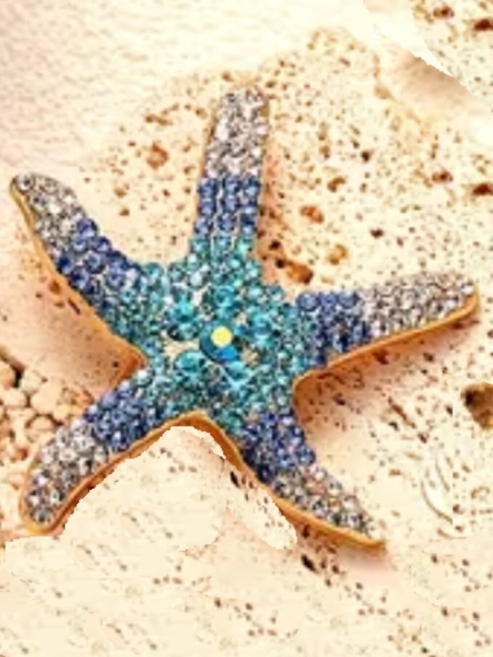 Sparkly Starfish Purple & Blue Rhinestone Crystal accents Brooch Pin